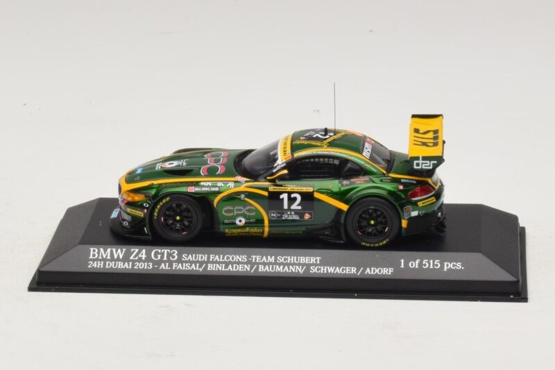 BMW Z4 GT3 Saudi Falcons #12 Al Faisal / Binladen 24 Hours of Dubai 2013 Minichamps 1:43 BMW Z4 GT3 Saudi Falcons #12 Al Faisal / Binladen 24 Hours of Dubai 2013 Minichamps 1:43 437132412 Метал