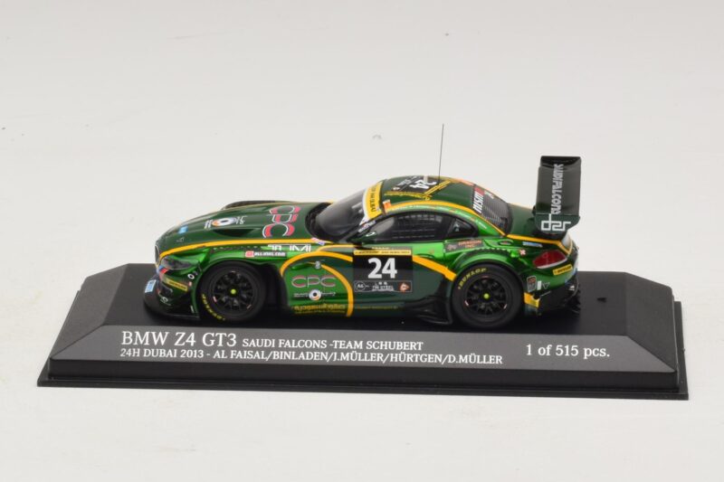 BMW Z4 GT3 Saudi Falcons #24 Al Faisal / Binladen 24 Hours of Dubai 2013 Minichamps 1:43 BMW Z4 GT3 Saudi Falcons #24 Al Faisal / Binladen 24 Hours of Dubai 2013 Minichamps 1:43 437132424 Метал
