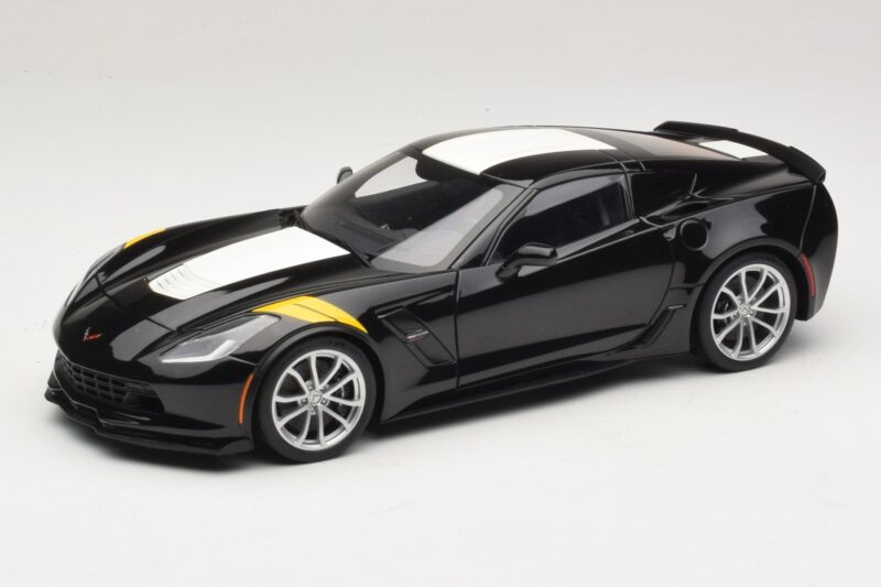 Chevrolet Corvette C7 Grand Sport Черен с Бели Райета AUTOart 1:18 71273 Композит