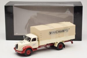 Magirus-Deutz S 7500 Jupiter Камион с Открита Платформа Бял Червен Minichamps 1:43 439141022 Метал — снимка 6 от 6