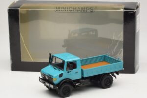 Mercedes Unimog 1300 L Камион с Платформа Син Minichamps 1:43 439033020 Метал — снимка 6 от 6