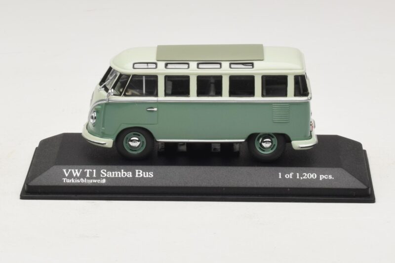 Volkswagen T1 Samba Bus Тюркоазено Синьо Бяло Minichamps 1:43 430052306 Метал