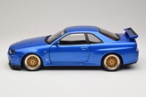 Nissan Skyline GT-R R34 V-Spec II Син Металик BBS Джанти KK-Scale 1:12 KKDC120211-2 Метал — снимка 4 от 8