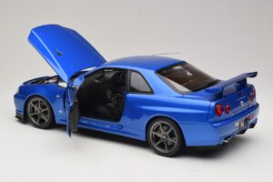 Nissan Skyline GT-R R34 V-Spec II Син Металик OEM Джанти KK-Scale 1:12 KKDC120211-1 Метал — снимка 5 от 8